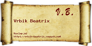 Vrbik Beatrix névjegykártya